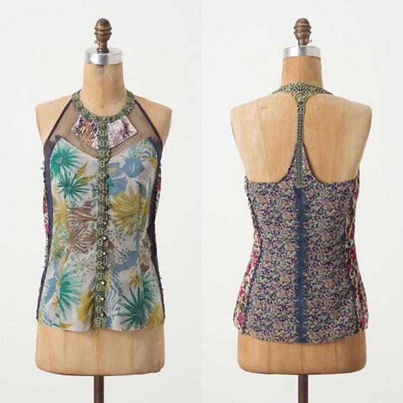 Anthropologie Tops - RARE Anthro "Wilderflora Racerback" by Byron Lars